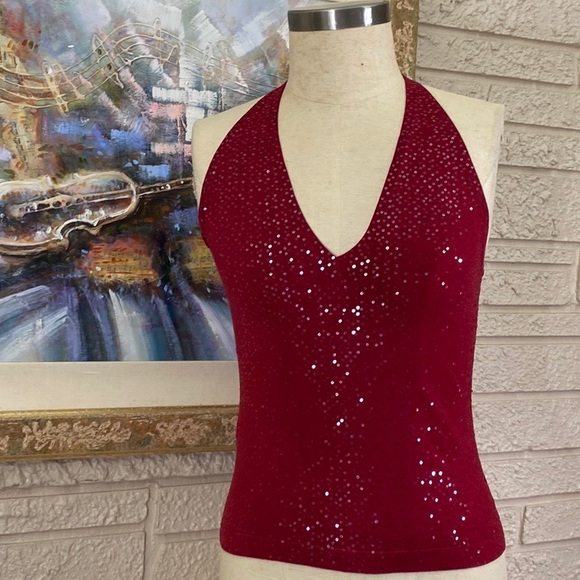 BCBGMaxAzria Sequin Halter Style Top - Picture 1 of 9
